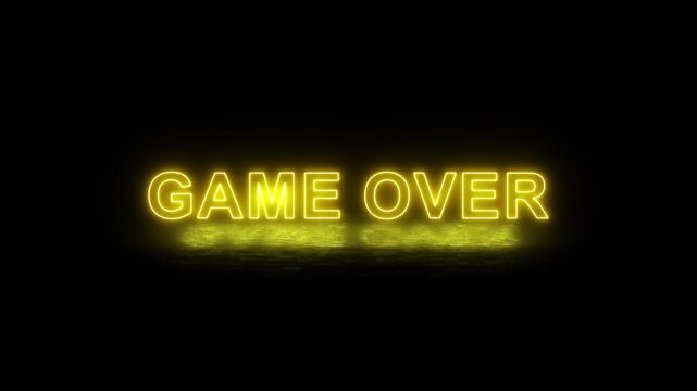 Game over text animation.Spectacular glitch effect with various kinds of interference.Black background.