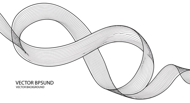 Abstract flowing ribbon forming an infinity loop, elegant wave, white background, vector art