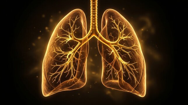 A detailed illustration of human lungs showing the bronchial tree and respiratory system
