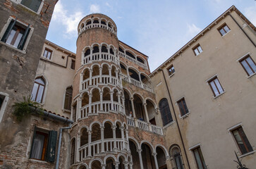 Fototapeta premium Italy, Venice, September 30, 2025, Scala Contarini del Bovolo is one of the most charming and somewhat hidden attractions of Venice,
