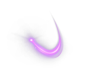 Obraz premium A bright magenta magical trail with a glowing spark and soft mist on a light PNG background.