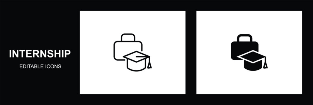 Internship icon set. Editable icons. Vector illustration.