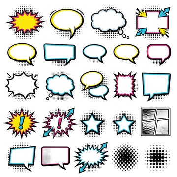 Comics Vector Icons Speech Bubbles With Star