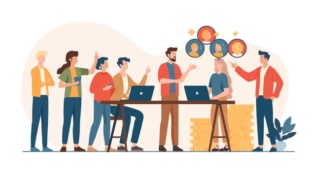Diverse group of people working together.