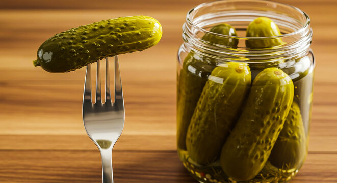 pickled cucumbers in a glass jar