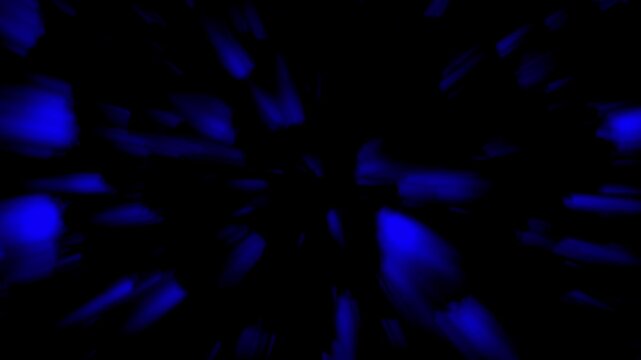 Abstract dark motion background with deep blue energy pulses and light leaks flashing dynamically, perfect for cinematic title sequences and moody stream screens