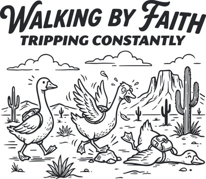 Walking By Faith Tripping Constantly SVG, Funny Goose SVG, Christian SVG,  Christian Bible Quotes SVG, Faith SVG