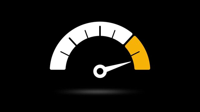 Speedometer design at maximum speed in orange on black background