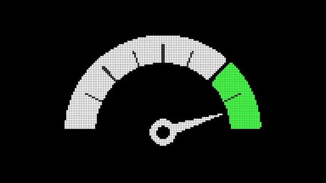 Animated design of a maximum power digital speedometer in green, with a digital design on a black background.
