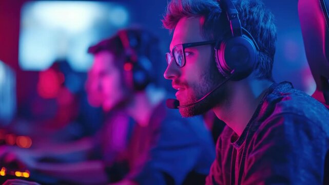 E-Sports Player Focused on Game