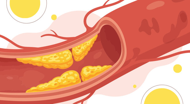 Artery Blockage: Cholesterol Plaque Buildup in Blood Vessel, Cardiovascular Disease Concept