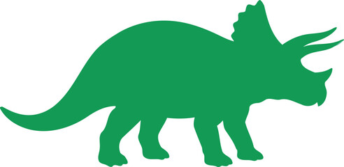 Triceratops Silhouette: Vibrant Solid Green Triceratops Dinosaur Silhouette Walking Profile © MS Studio1