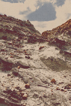 red rocks in the desert western vintage poster halftone print