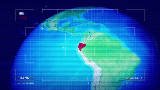 ecuador HUD Map With Effects Satellite