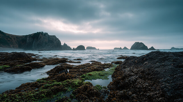 Rocky Coastline with Dramatic Clouds