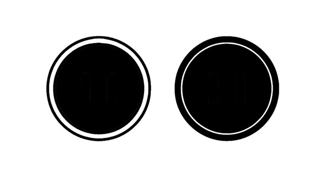Minimal black silhouette icon, simple flat vector, bold black shape, no, no shading pause button icons set, media player control symbols on a, flat icon style