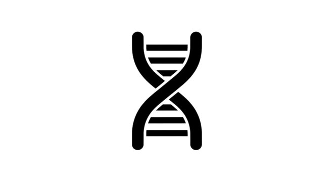 Minimal black silhouette icon, simple flat vector, bold black shape, no, no shading dna double helix icon, genetic sign, vector illustration on a, flat icon style