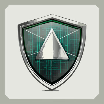 Shield with triangular emblem representing AI threat awareness and secure operations