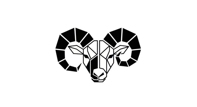 Geometric Ram Head Icon, Aries Symbol, Polygonal Animal Art
