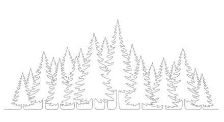 Minimalist Line Art Forest Landscape with Pine Trees © Joyo
