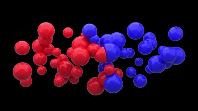 many different soft balls colliding in the center or the screen or on the wall, Ideal for logo reveal or product reveal