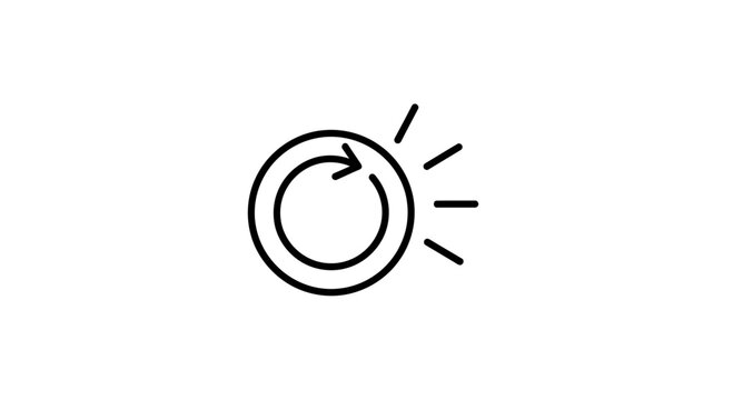 Sun icon with circular arrow and rays, representing renewable energy and sustainability