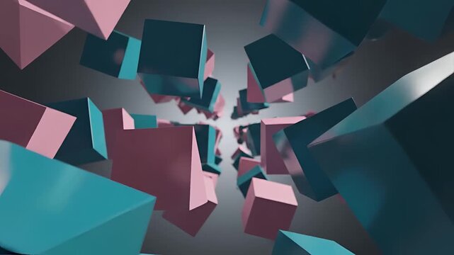 Abstract 3D Cubes Tunnel Motion Background Animation.