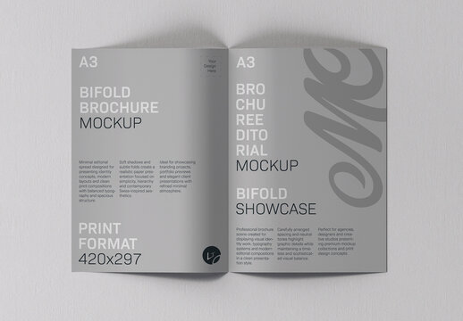 Realistic Bifold Brochure Presentation Mockup