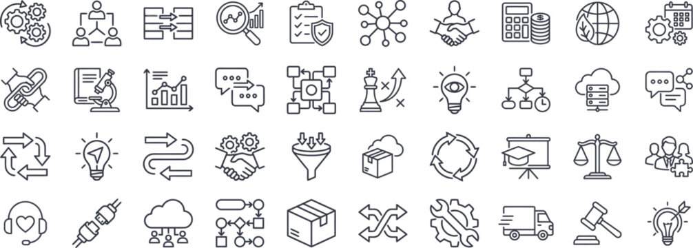Cross Functional Team and Business Process Management Icon Set