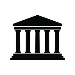 Obraz premium Ancient Greek temple silhouette architecture icon