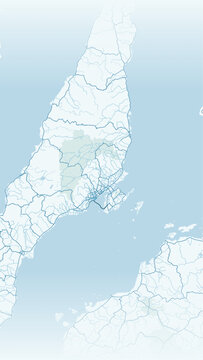 Modern minimalist vector map of Cebu City, Philippines. High-quality scalable illustration of Cebu city grid, Mactan Channel, South Coastal Road, and coastal infrastructure for posters and design.
