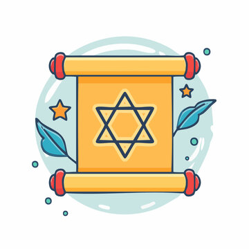 Torah Scroll with Star of David Illustration