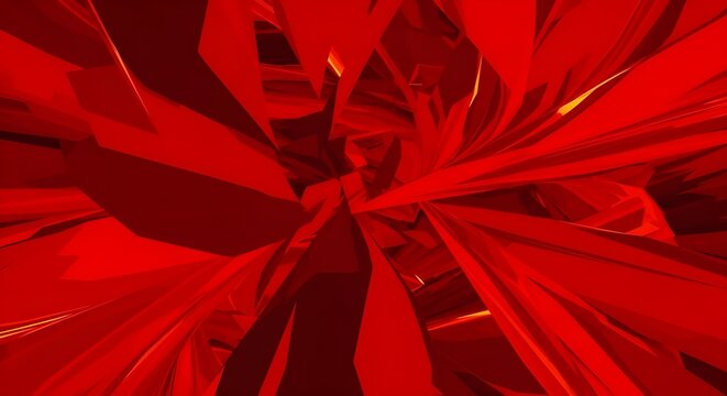 Abstract photograph featuring sharp geometric shards in deep red tones creating a dynamic sense of motion and intense visual energy