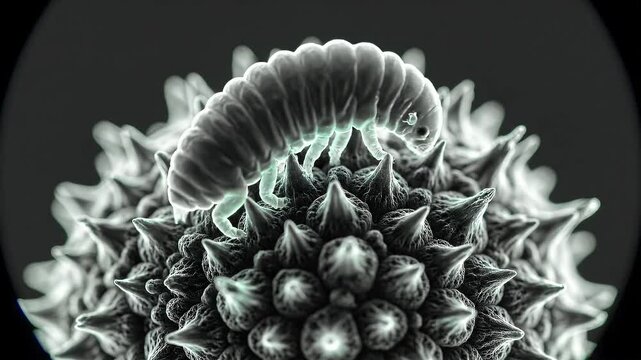 Microscopic Tardigrade Crawling on Spiked Surface