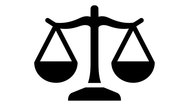 Scales of justice icon, legal and law symbol, balance scale sign, flat vector illustration isolated on white background