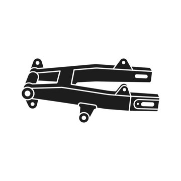 Motorcycle swingarm black silhouette illustration on a clean white background in a flat design style