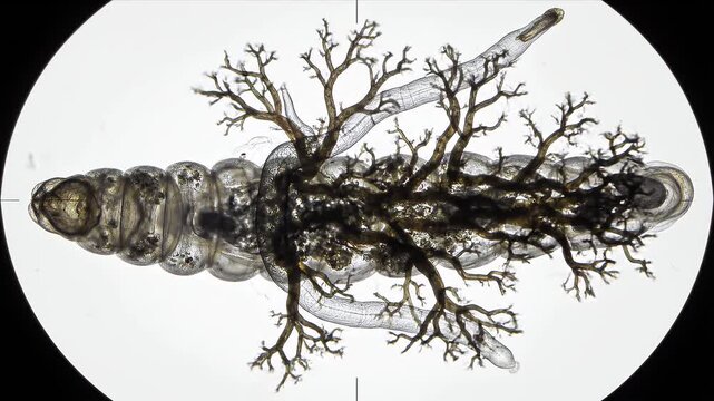 Microscopic View of a Branching Endoparasite Developing within an Insect Larva