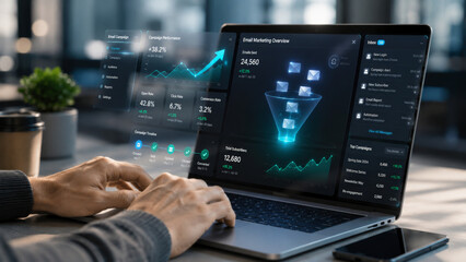 Fototapeta premium Digital marketing dashboard, email campaign analytics, performance graph, business growth