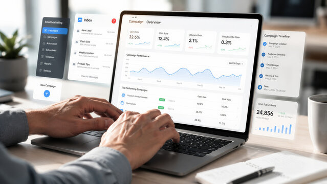 Digital marketing dashboard, analytics, business report, data analysis, and campaign performance