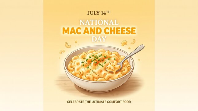 Delicious bowl of mac and cheese with chives for national day
