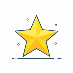 Obraz premium Golden Star Icon with Sparkles