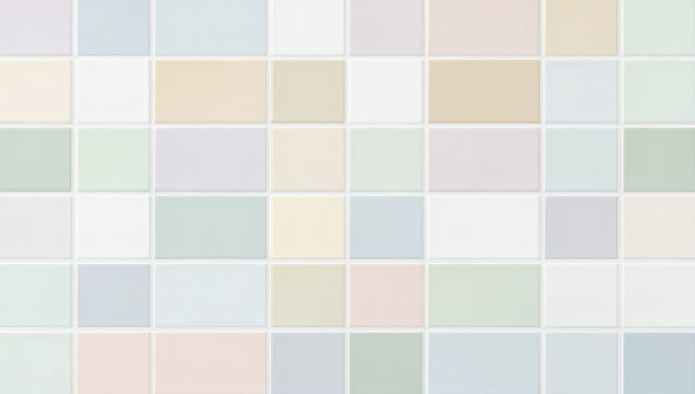 Symmetrical pastel color ceramic tiles pattern background for modern kitchen and bathroom splashback