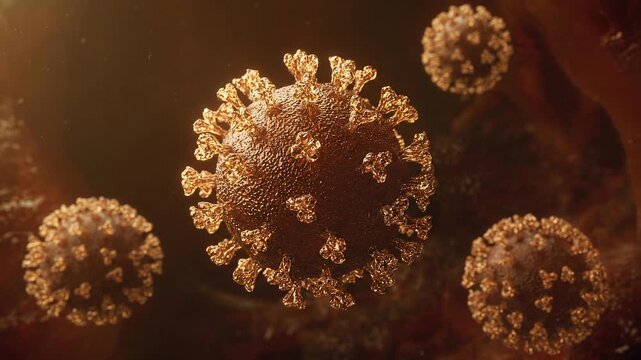 Hantavirus microscopic view cinematic, ultra-realistic footage capturing the deadly virus in detail