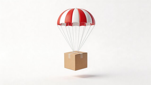 Cardboard box with parachute