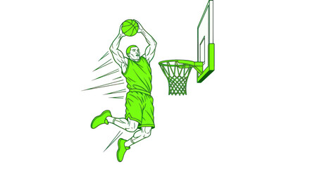 Basketball Player Dunking, Athletic Move, Sports Action Illustration © ghina