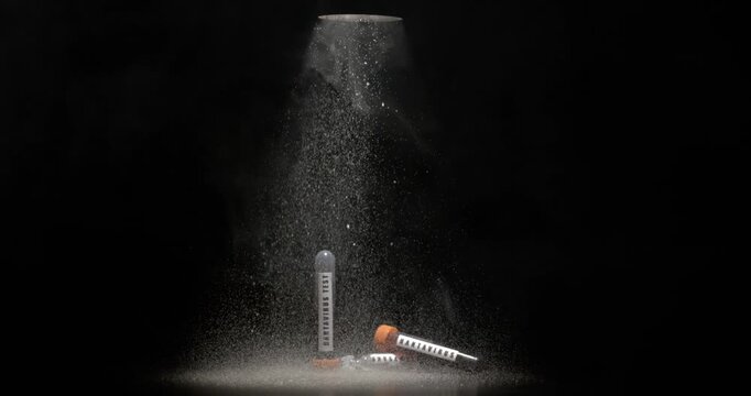 Super Slow Motion Virologist Observes Aerosol Cascade Over Vial In Super Slow