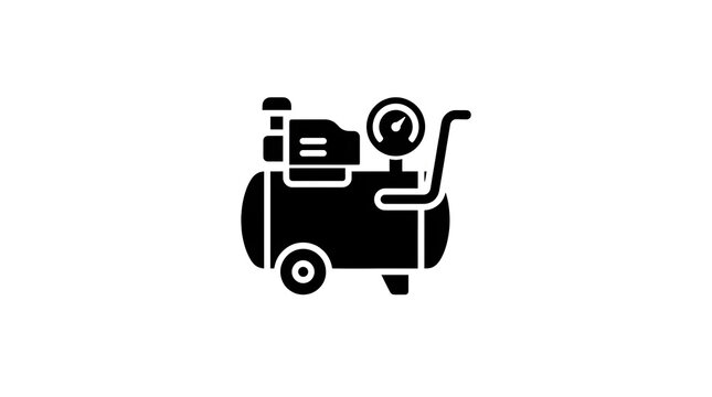Air compressor glyph icon isolated on transparent background. Generative AI Icon