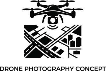 Obraz premium Drone photography concept with city map Vector Photography day