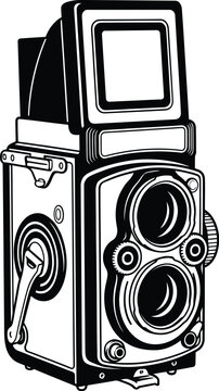 Vintage twin lens reflex camera Vector Photography day