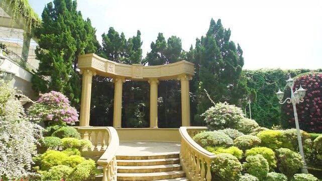 Classical Greek Columns Architecture in Private Garden Setting